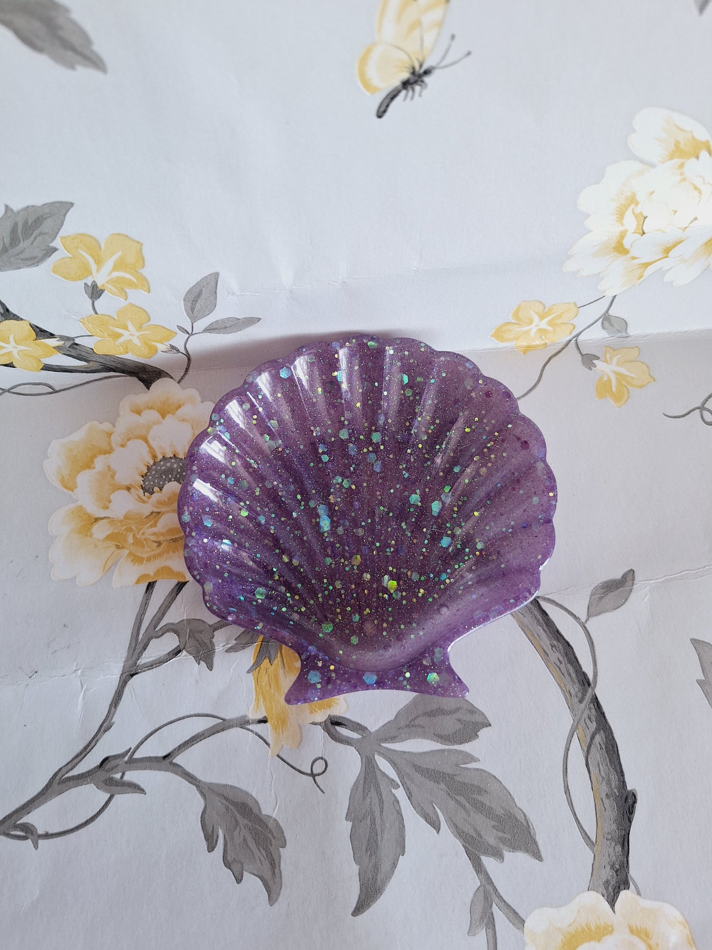 Purple Glitter Sea Shell Tray