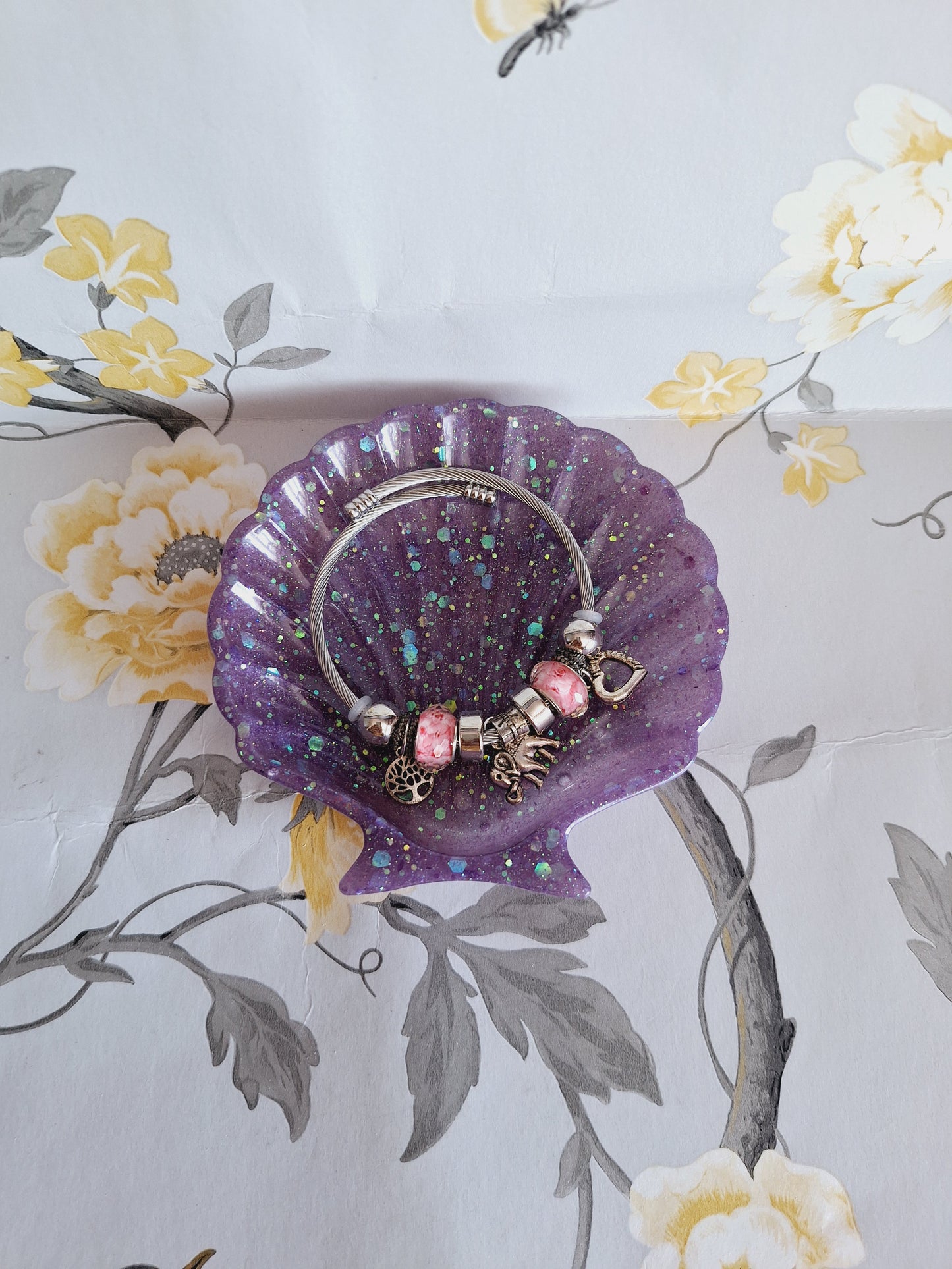 Purple Glitter Sea Shell Tray
