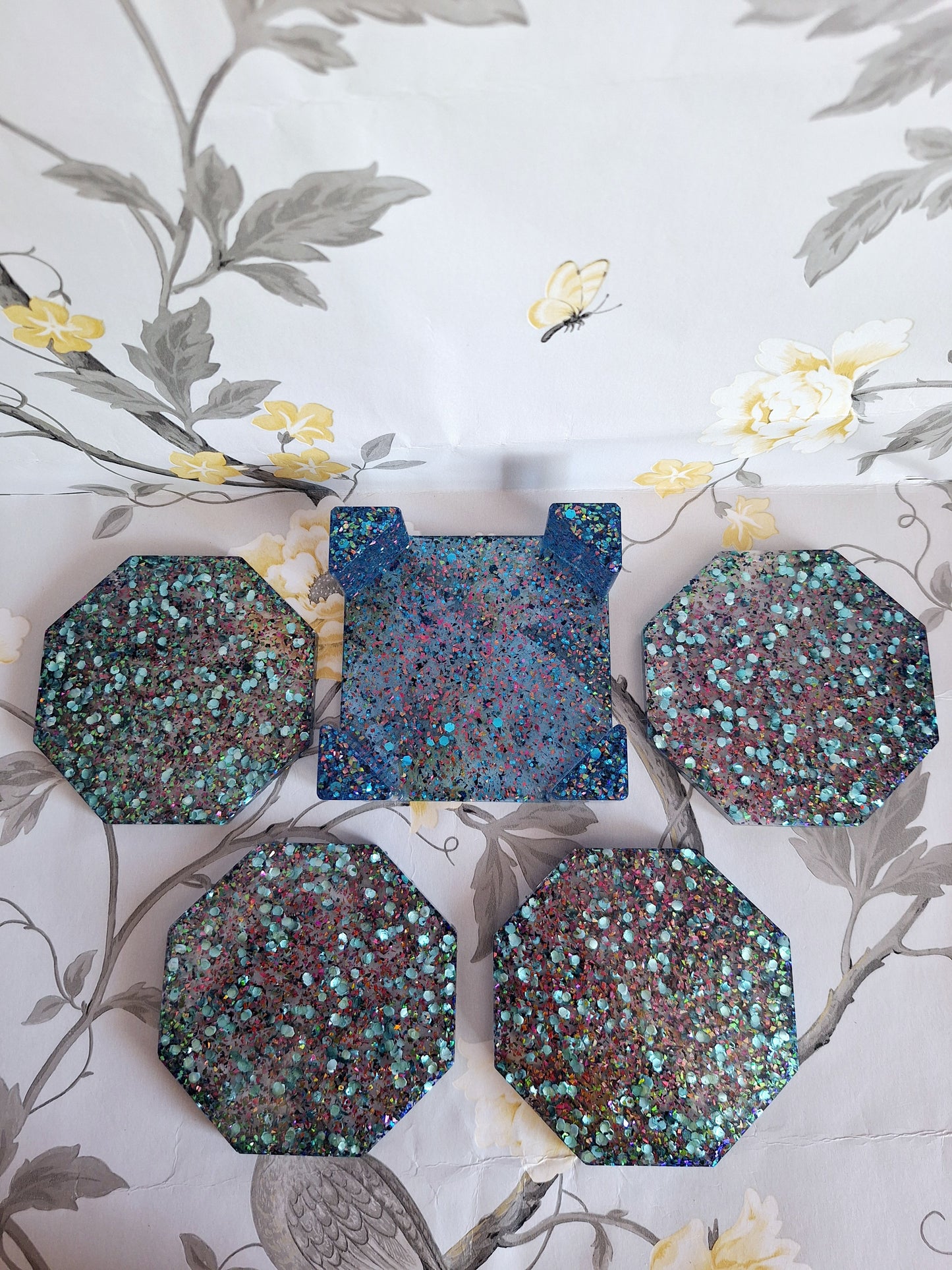 Blue Glitter Coasters