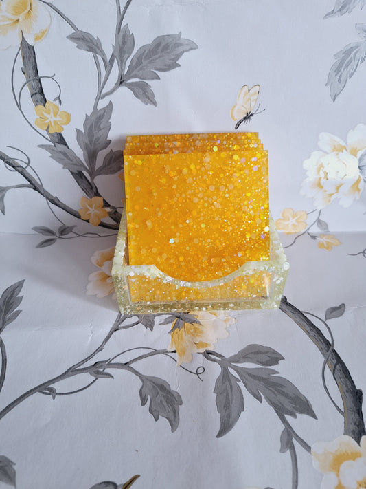 Yellow Glitter Coasters