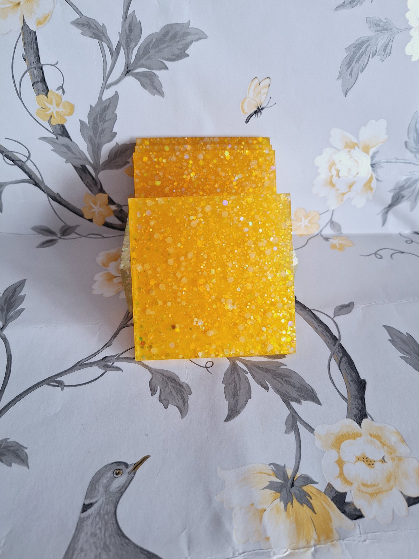 Yellow Glitter Coasters