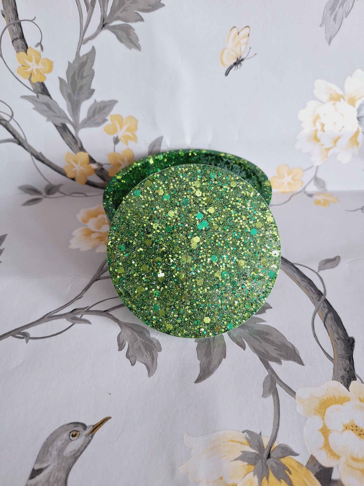 Dark Green Glitter Coasters