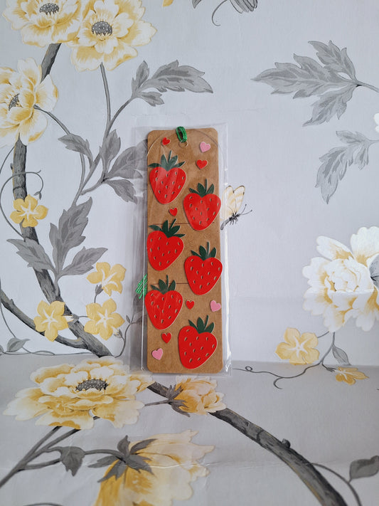 Strawberry & Pink Heart Book Mark