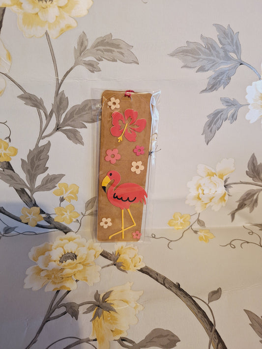 Flamingo & Pink Flower Book Mark