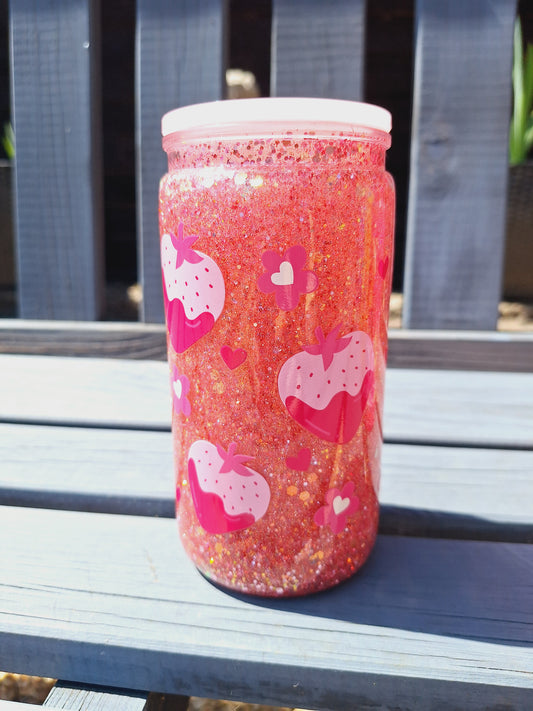 Pink Strawberry Snow Globe