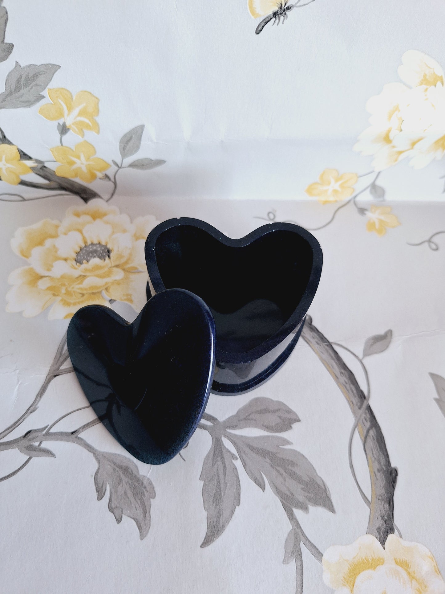Navy Glitter Heart Trinket Box