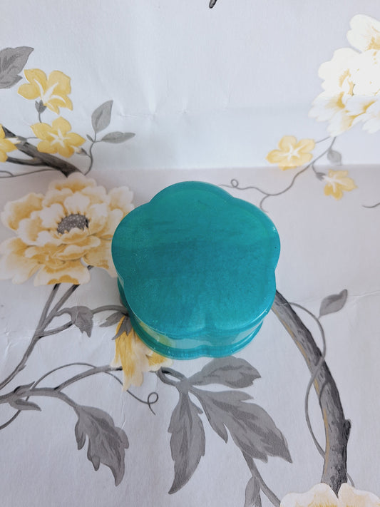 Teal Flower Trinket Box