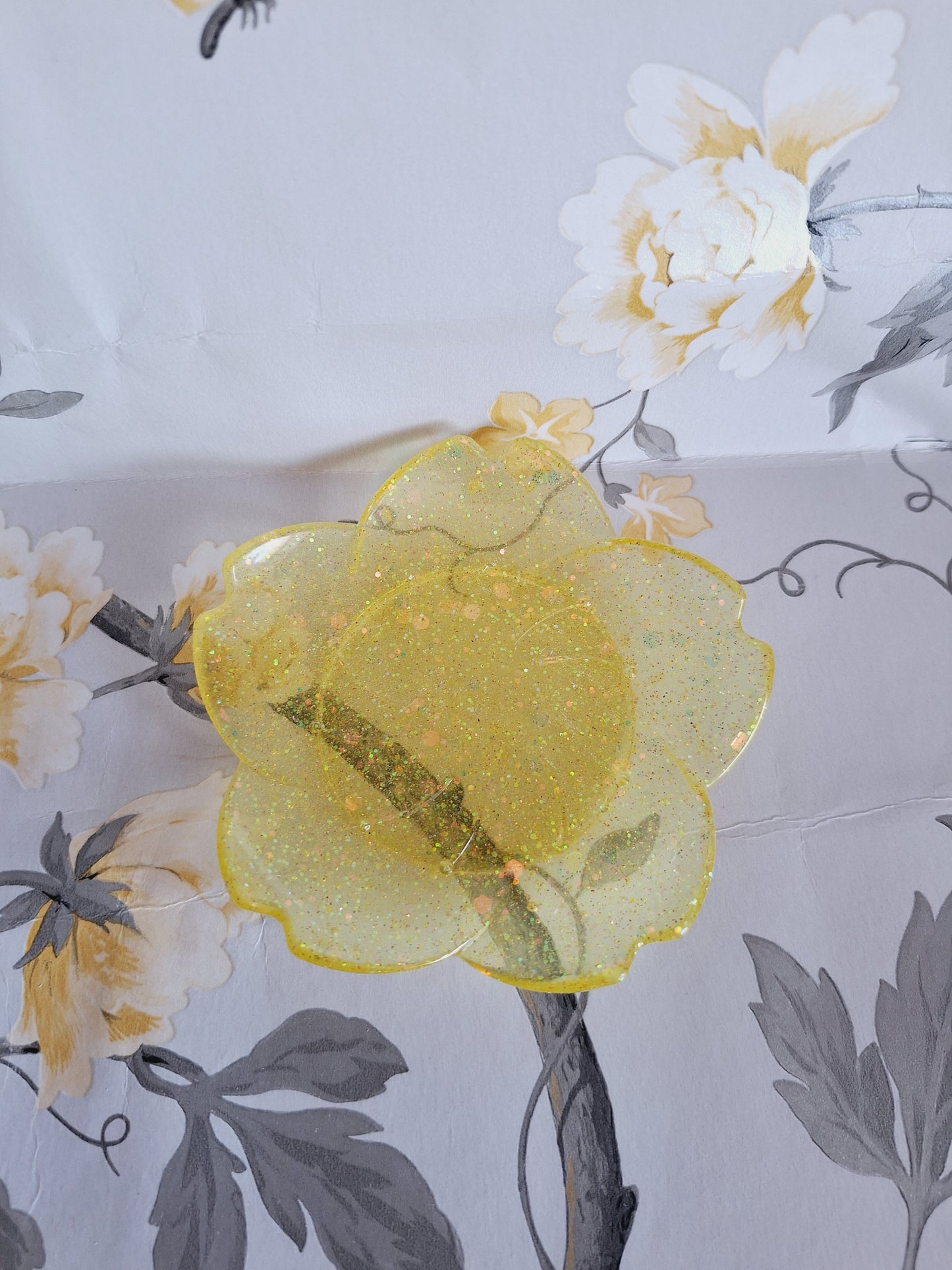 Yellow Glitter Cherry Blossom Tray