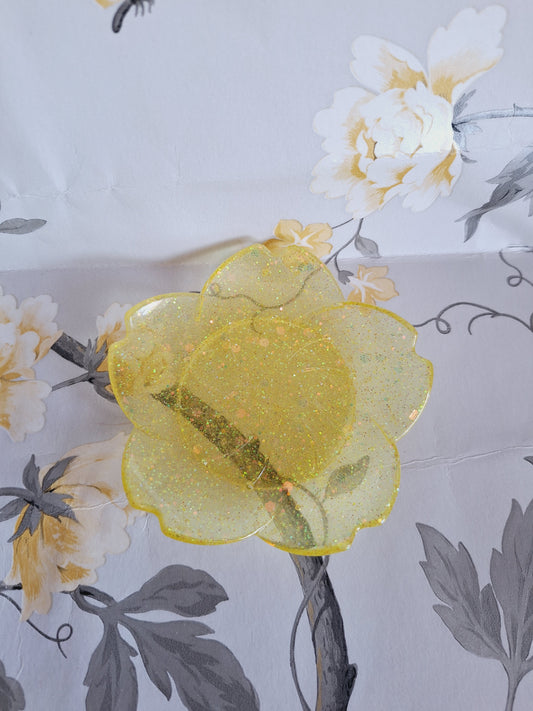 Yellow Glitter Cherry Blossom Tray