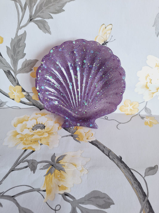 Purple Glitter Sea Shell Tray