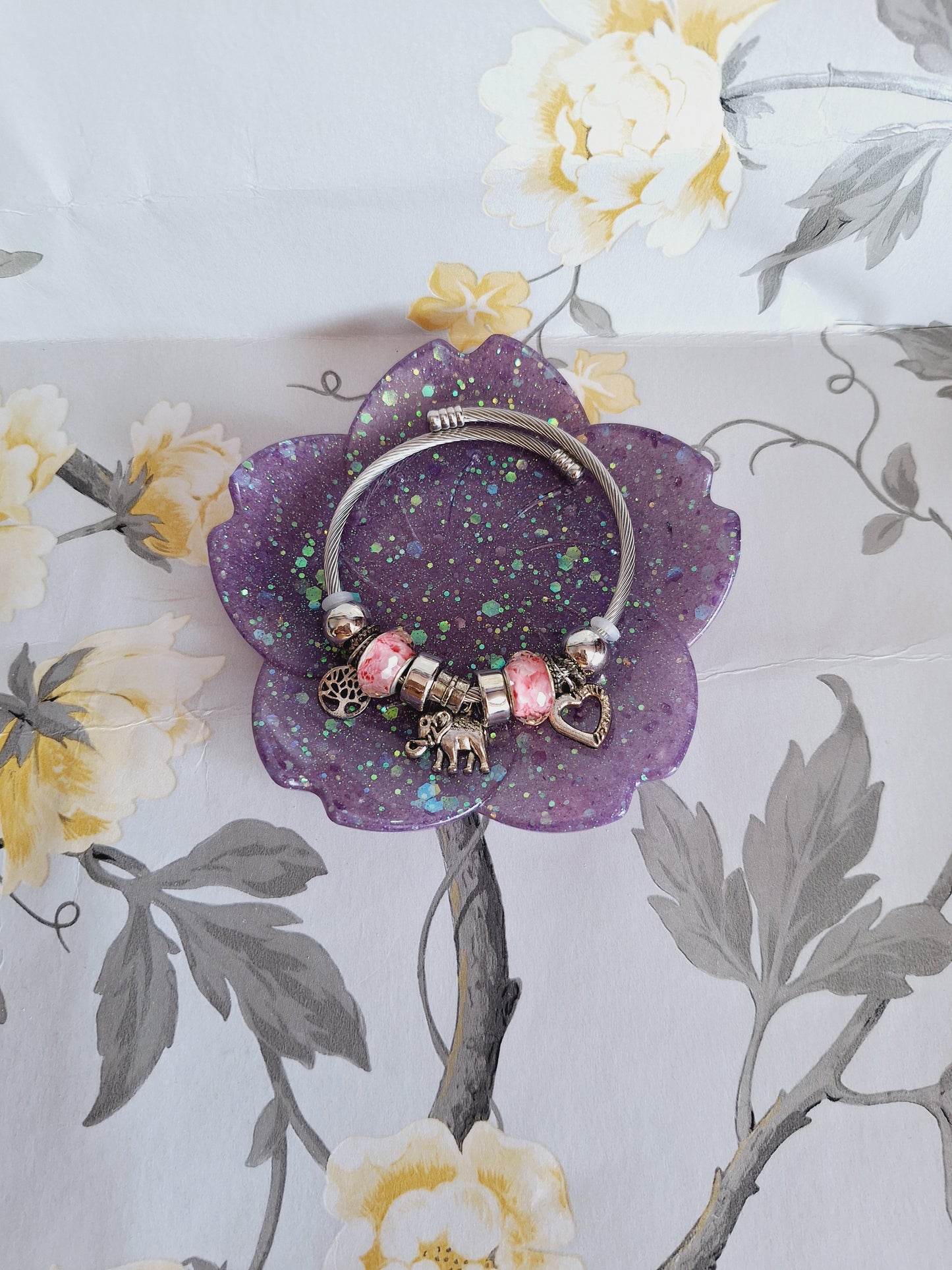 Purple Glitter Cherry Blossom Tray