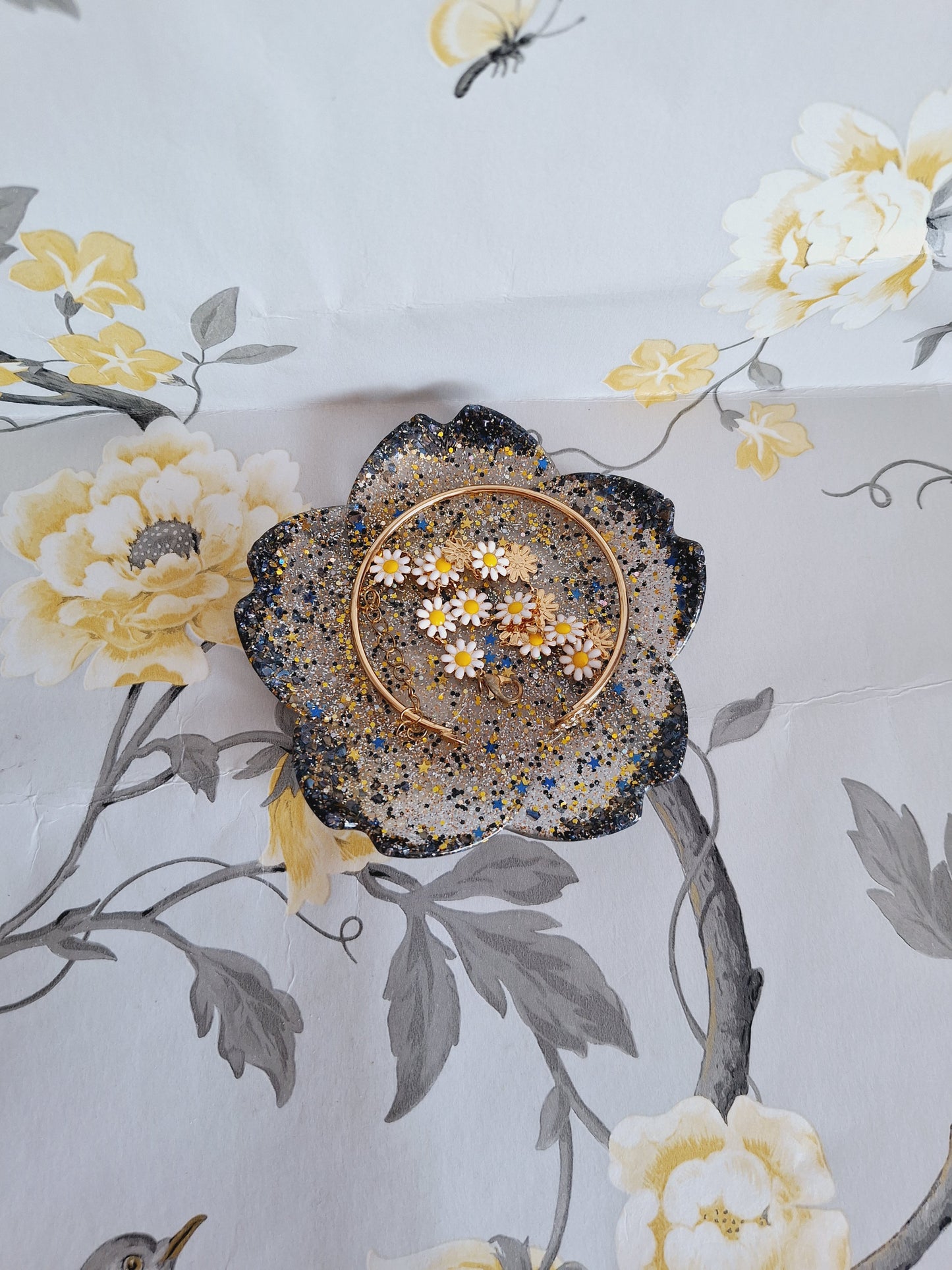 Black Glitter Cherry Blossom Tray