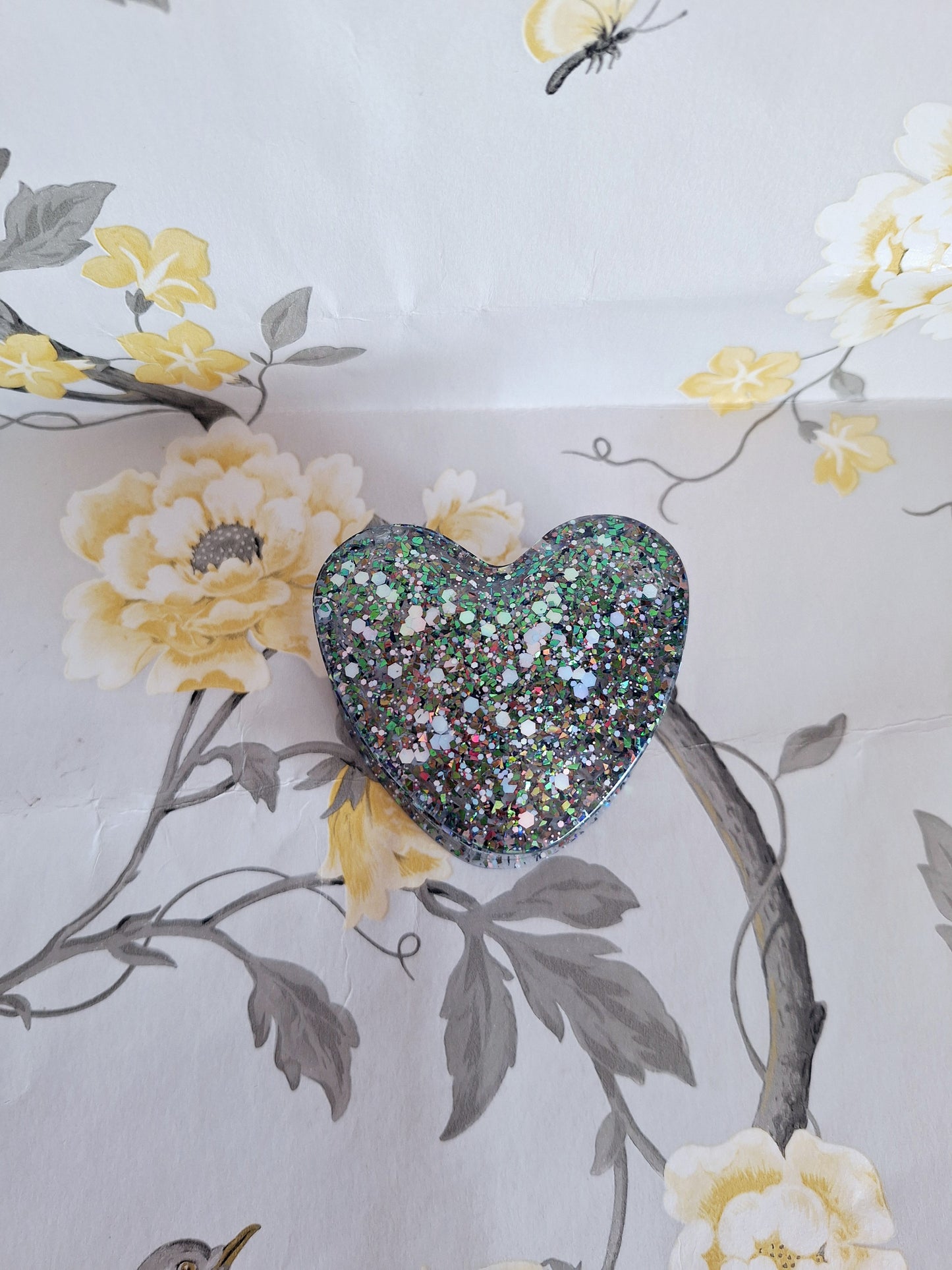 Blue Glitter Heart Trinket Box