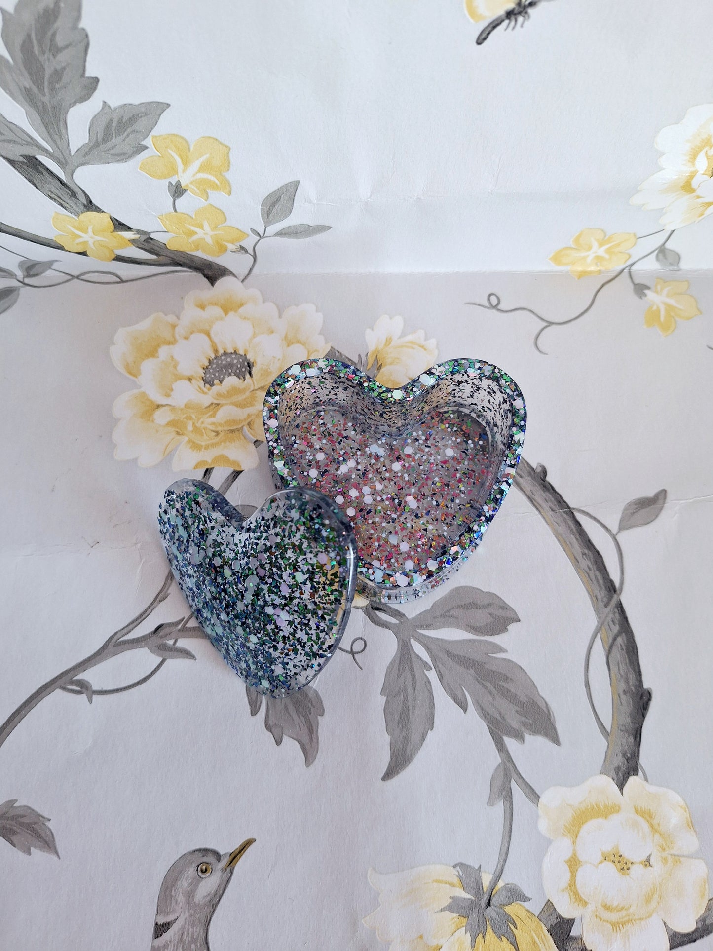 Blue Glitter Heart Trinket Box