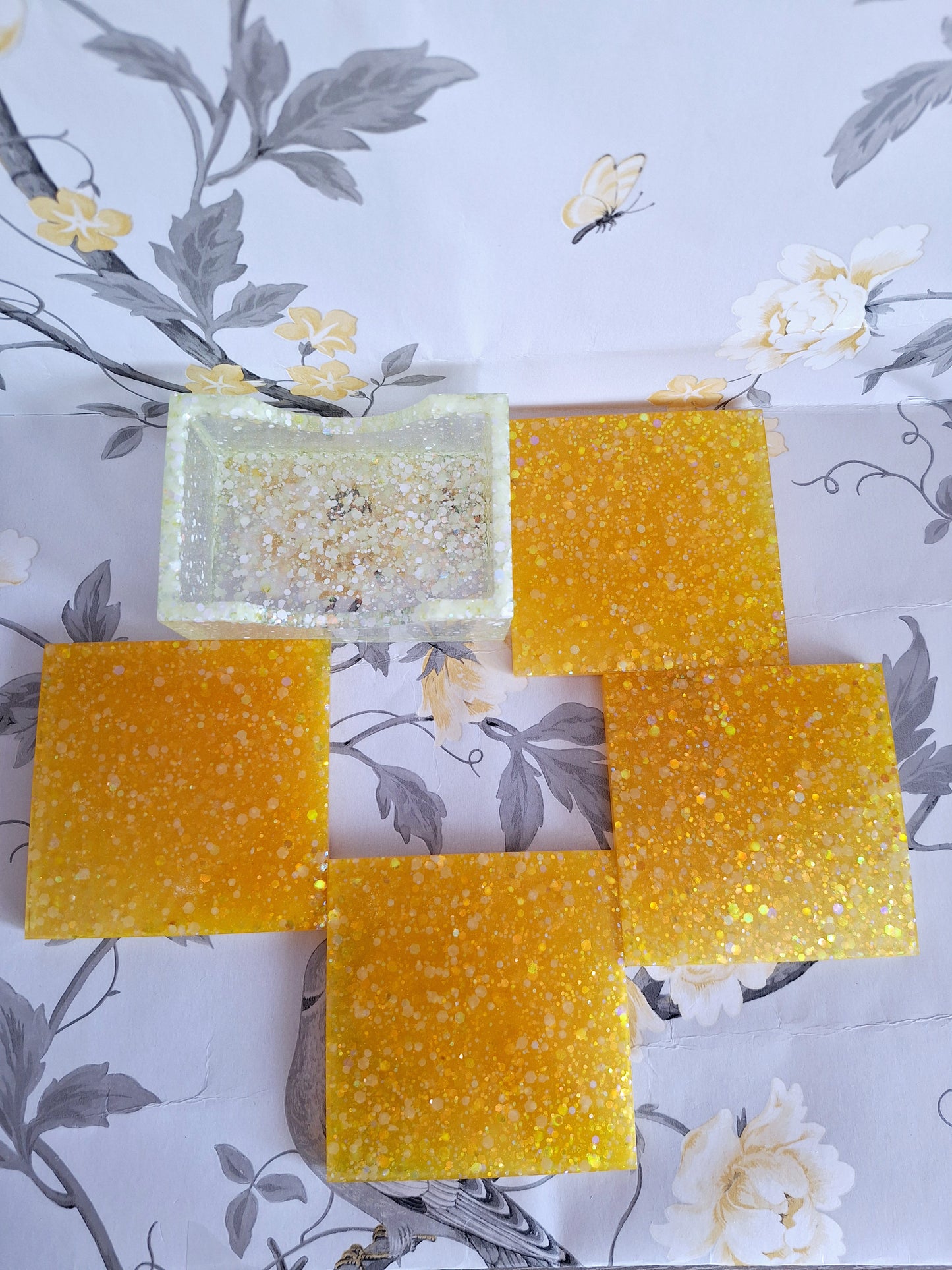 Yellow Glitter Coasters