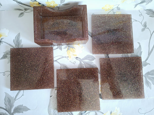 Brown Glitter Coasters