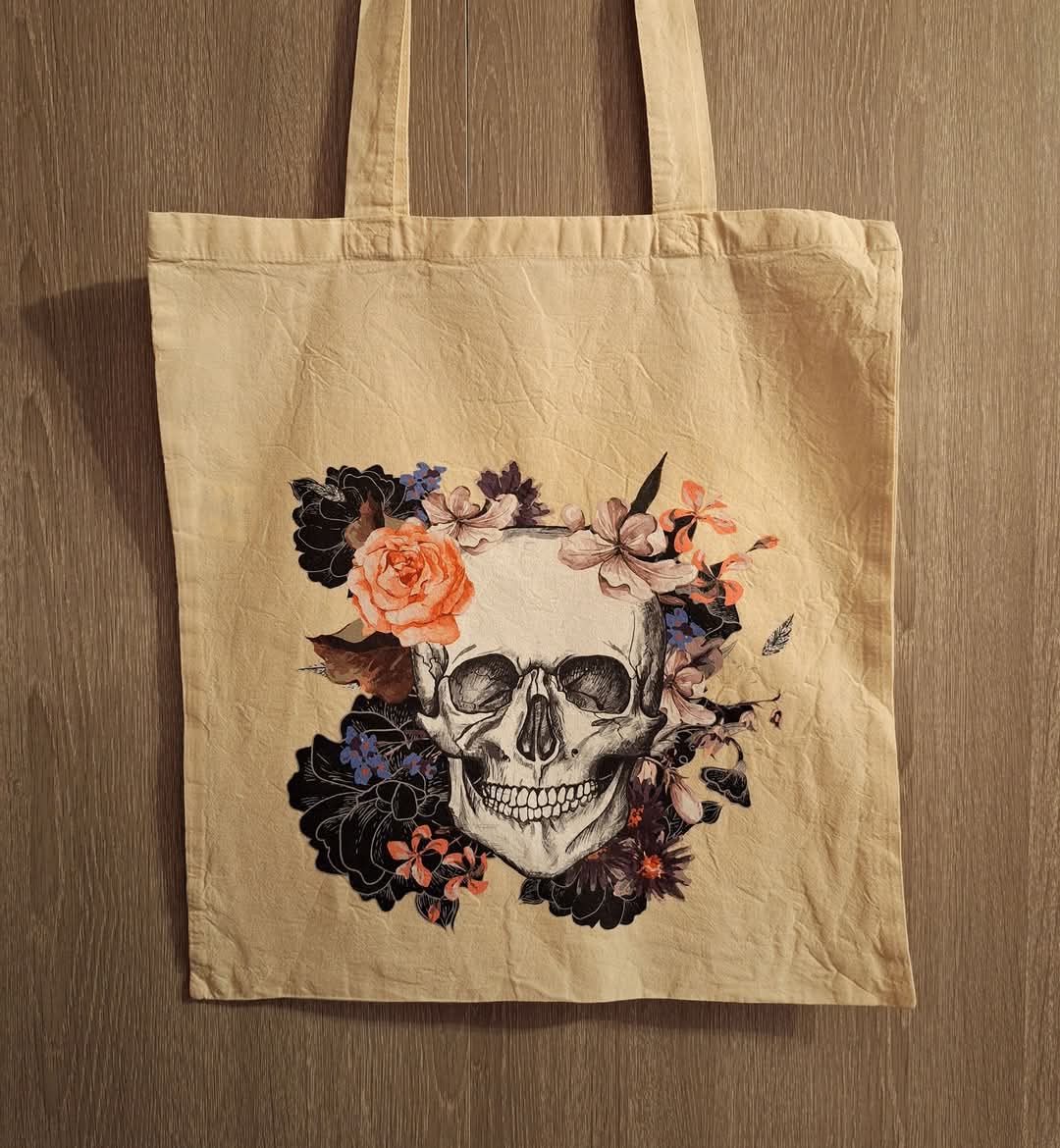 Skull & Flowers Tote Bag