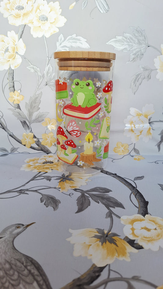 Toadstools & Books Glass Tumbler