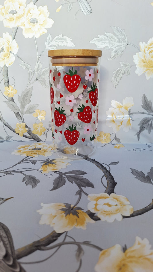 Strawberries Glass Tumbler