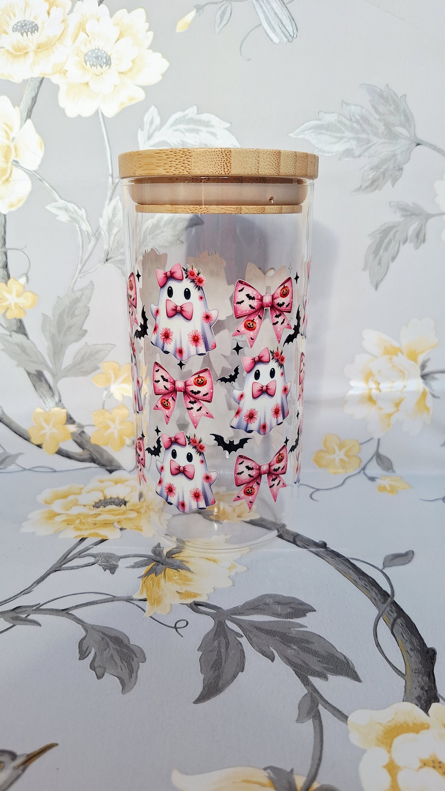 Ghosts & Bows Glass Tumbler