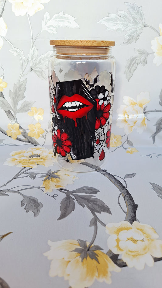 Halloween Kisses Glass Tumbler